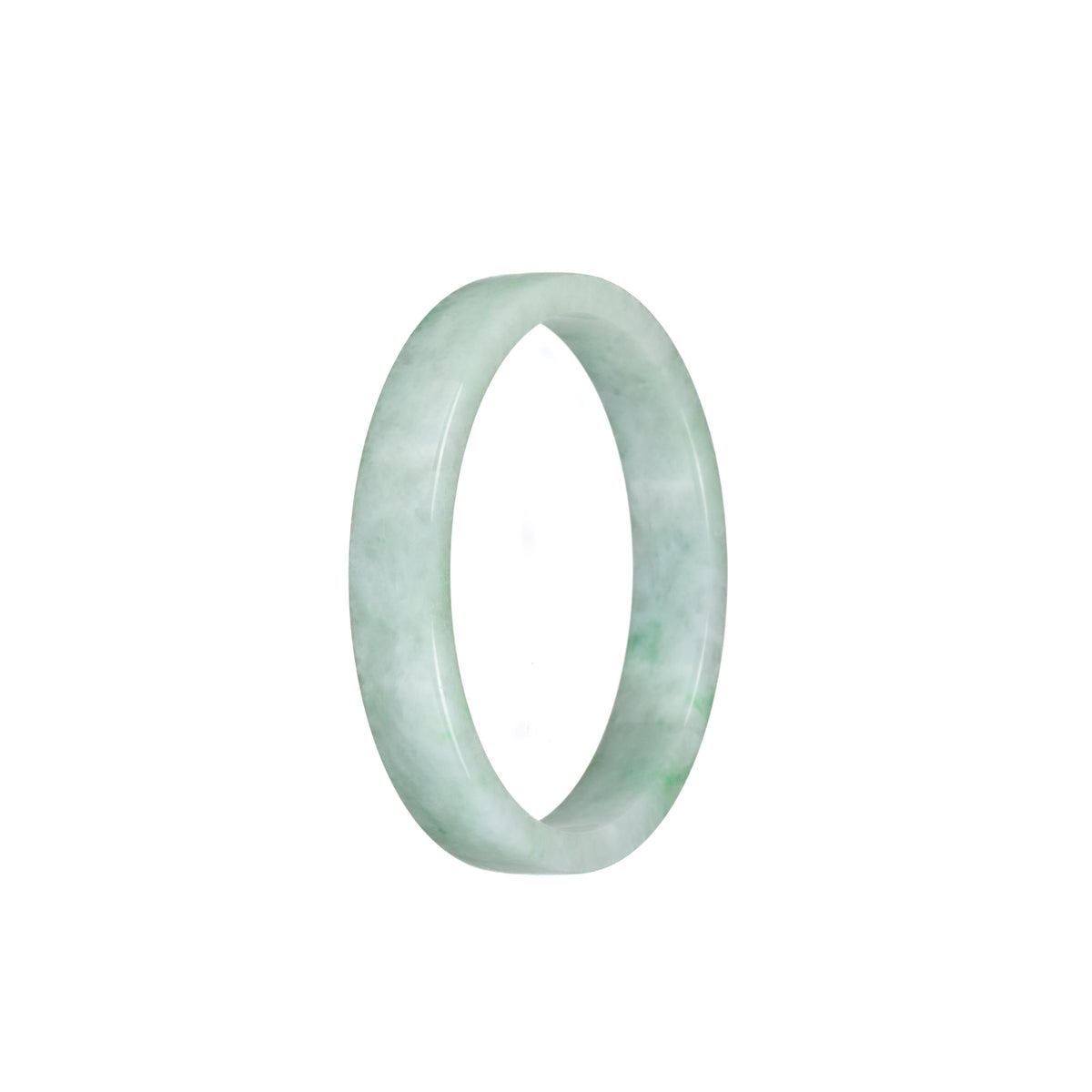 Genuine Grade A Green Pattern Burma Jade Bangle - 52mm Flat