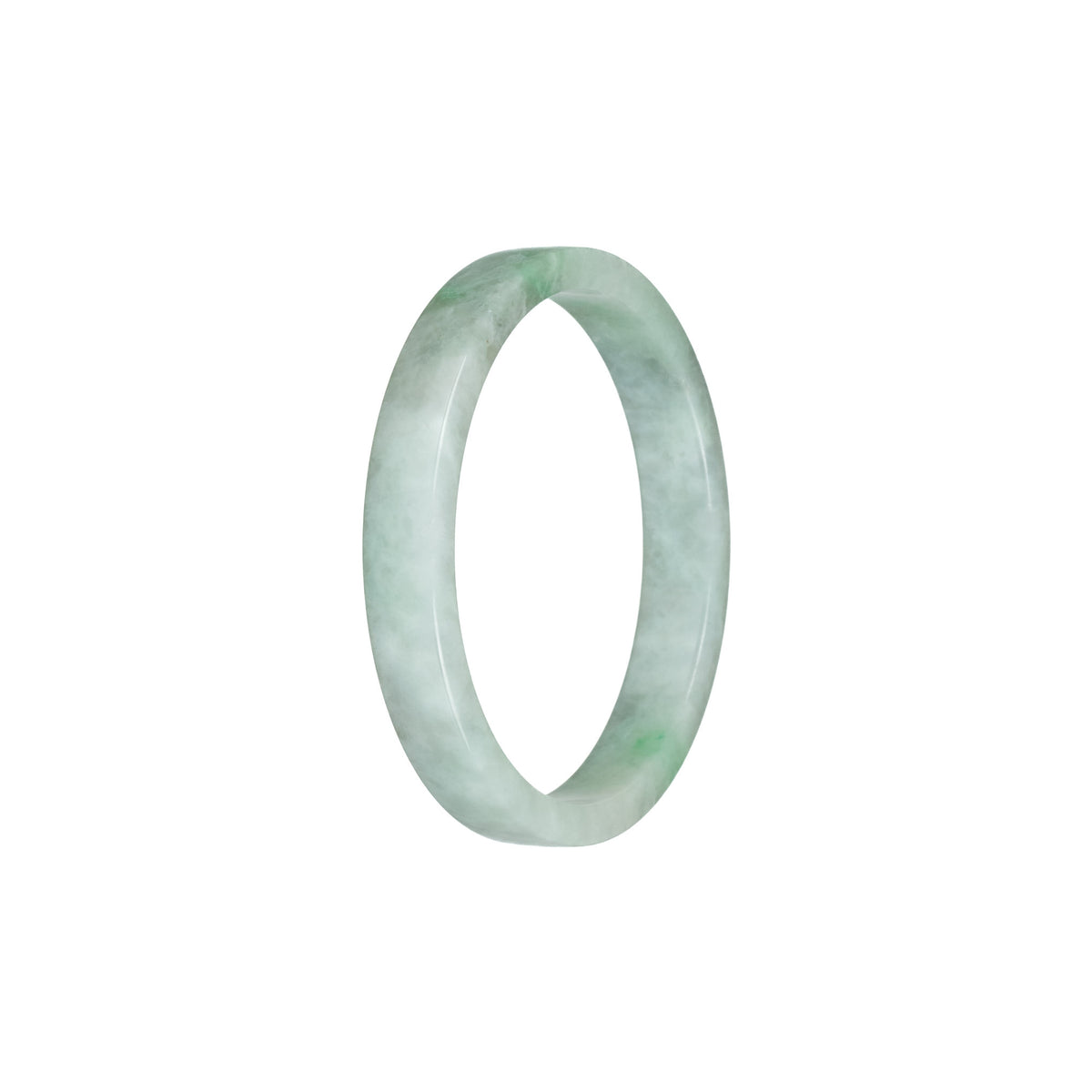 Real Untreated Green Pattern Jade Bangle Bracelet - 52mm Flat