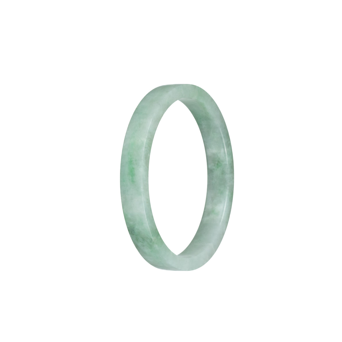 Genuine Grade A Green Pattern Jadeite Jade Bangle - 52mm Flat