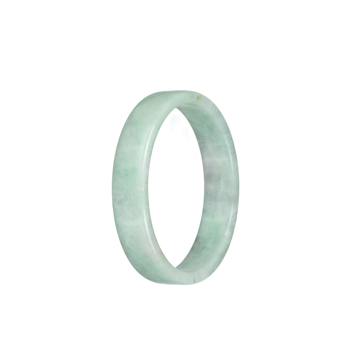 Real Grade A Green Pattern Jade Bangle - 51mm Flat