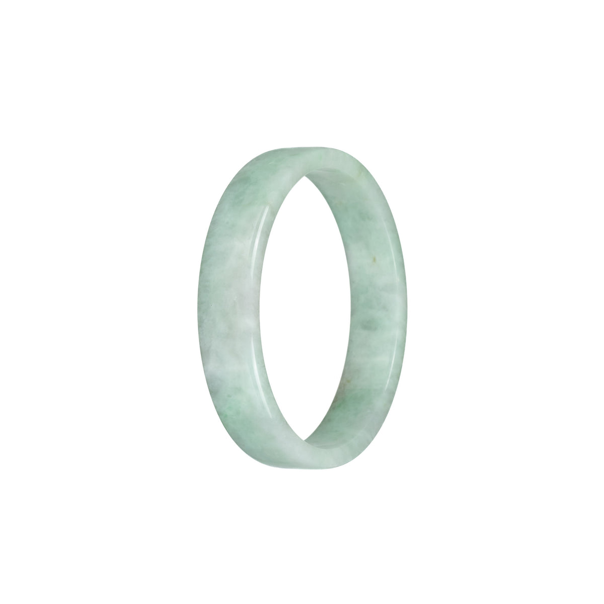 Real Grade A Green Pattern Jade Bangle - 51mm Flat