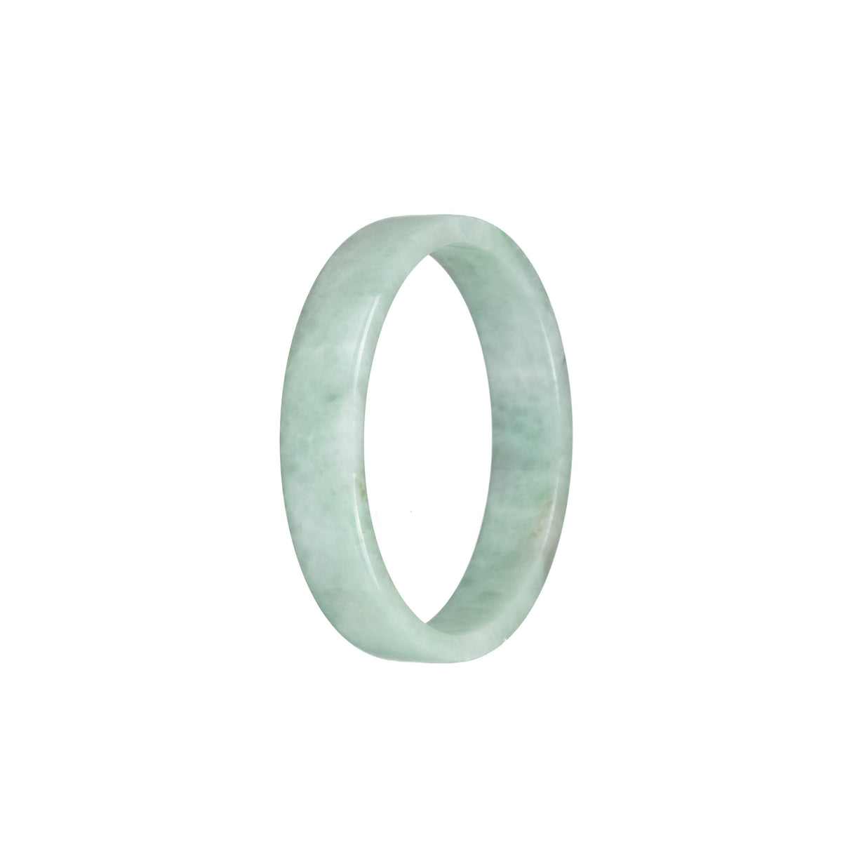 Real Grade A Green Pattern Jade Bangle - 51mm Flat