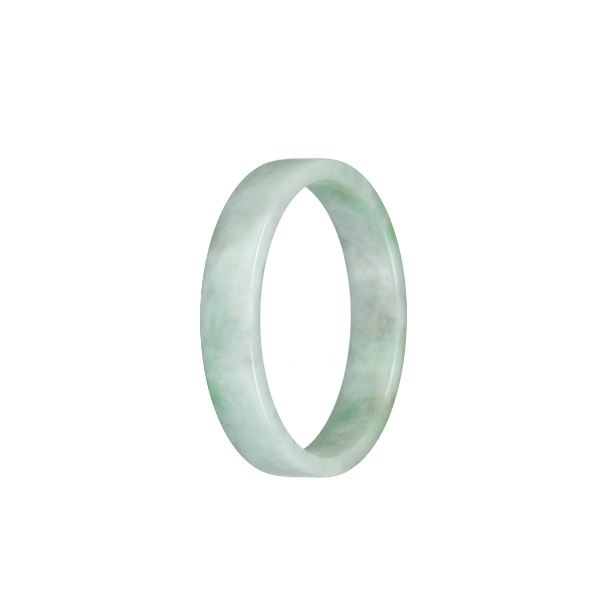 Genuine Grade A Green Pattern Burmese Jade Bracelet - 51mm Flat