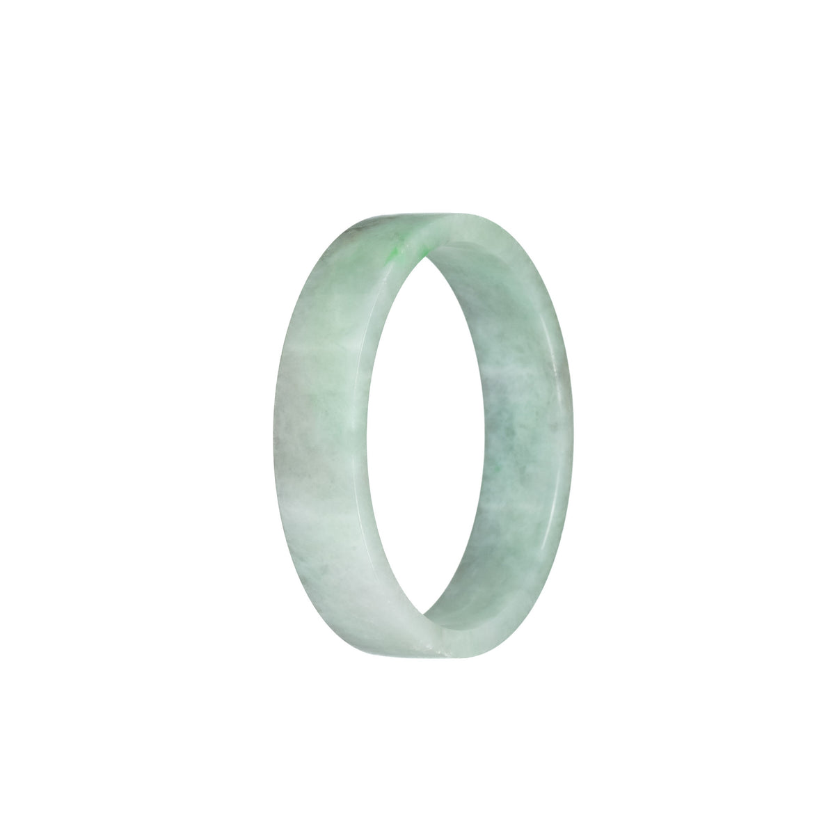 Genuine Grade A Green Pattern Jade Bangle - 51mm Flat