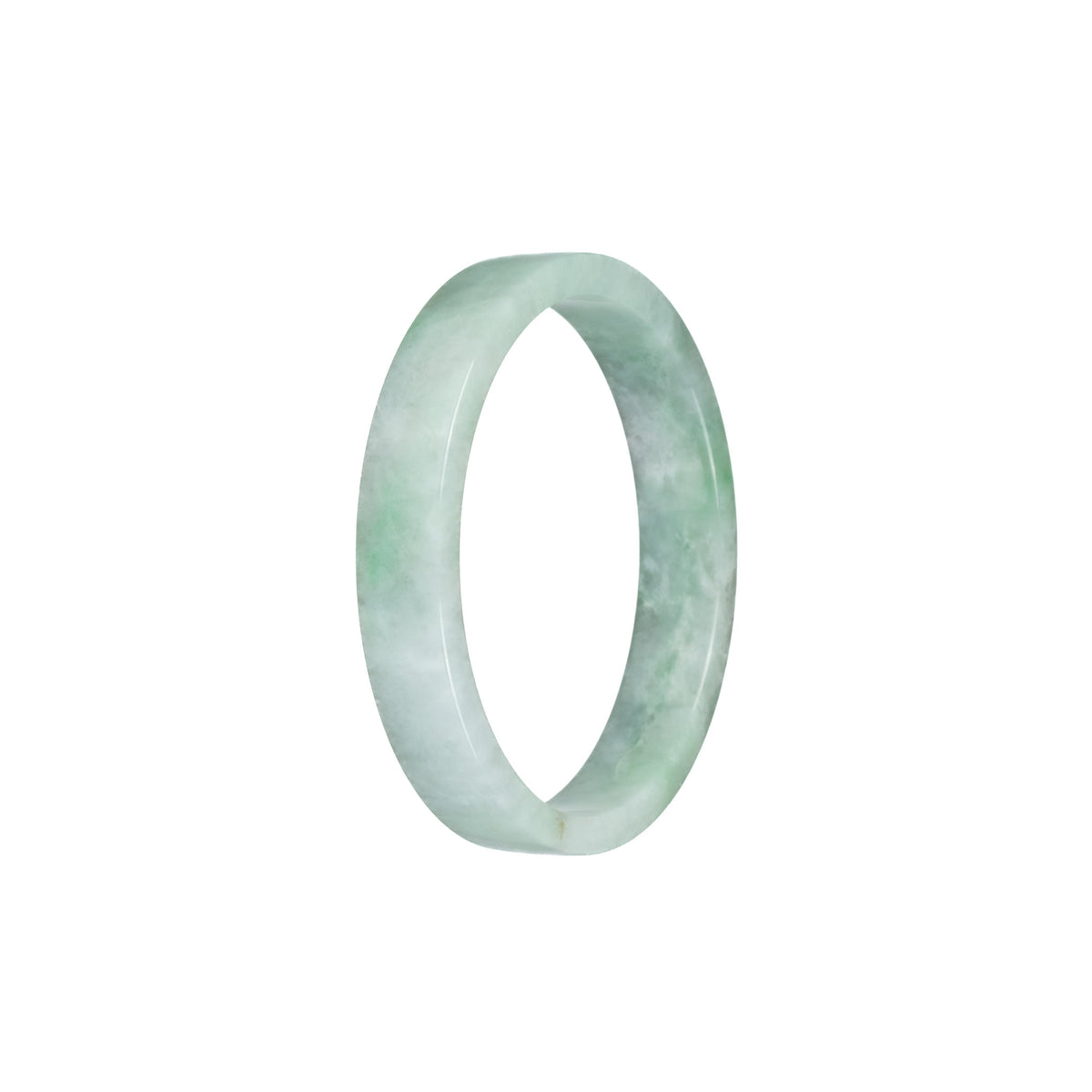 Certified Type A Pale Green with Green Pattern Traditional Jade Bangle - 52mm Flat