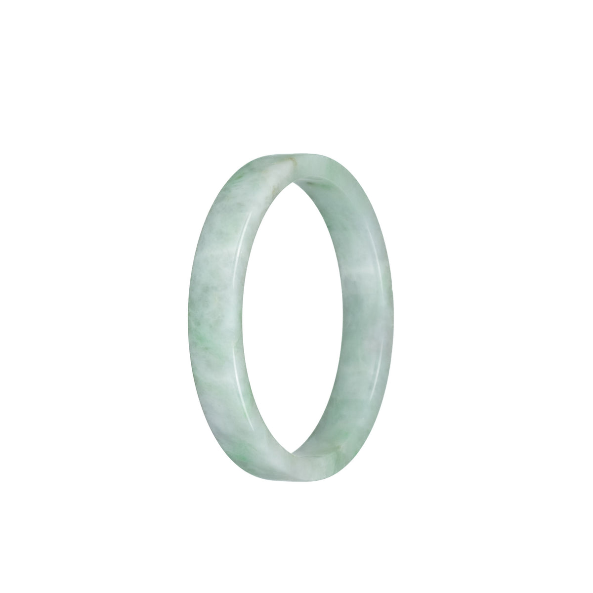 Certified Untreated Pale Green with Green Pattern Traditional Jade Bangle - 52mm Flat