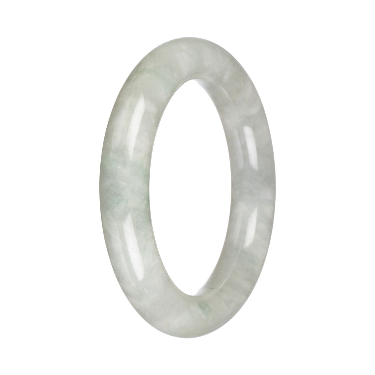 Grade A Pale Green Burmese Jade Bangle - 57mm Round