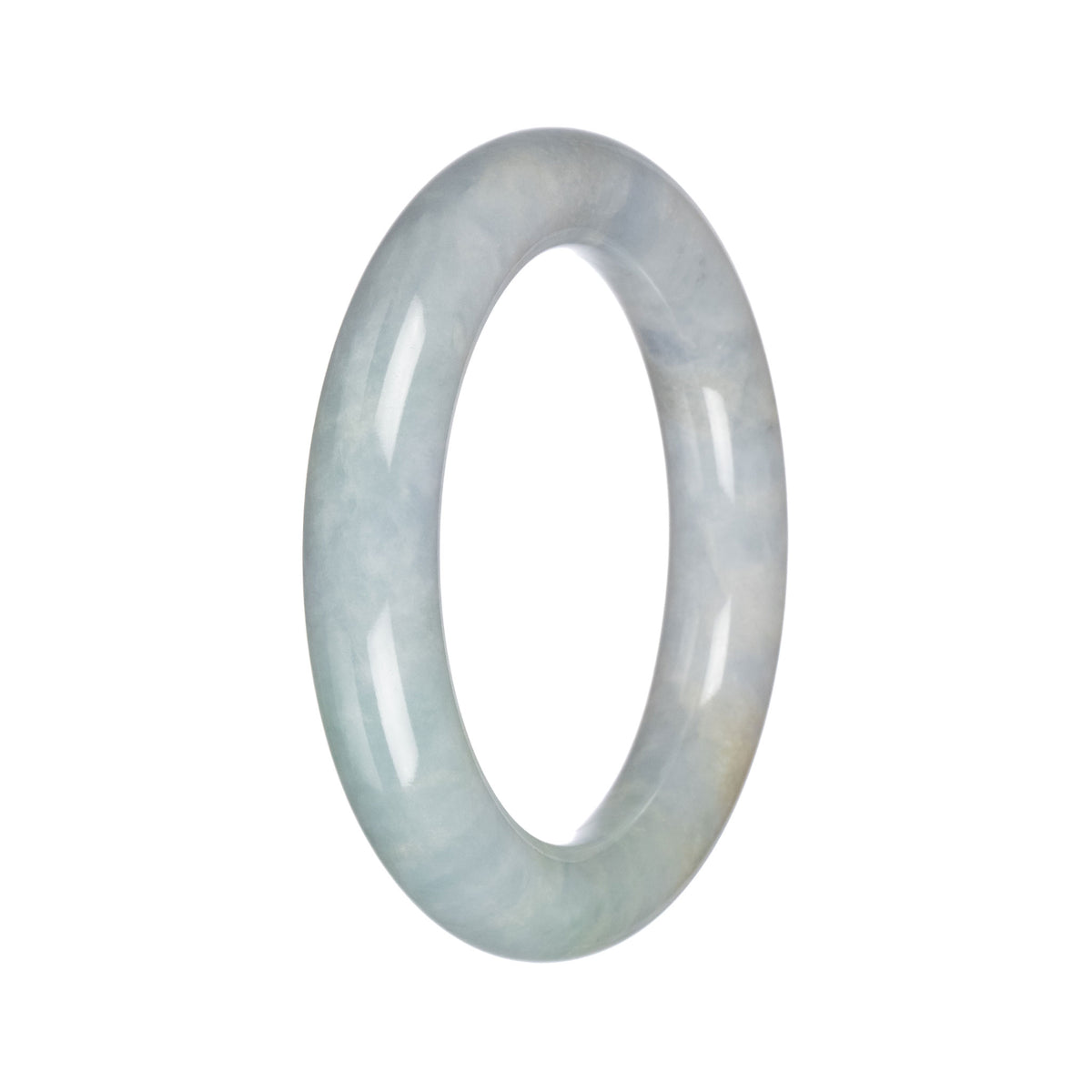 Natural Light Grey with Light Green Jadeite Bangle - 57mm Round