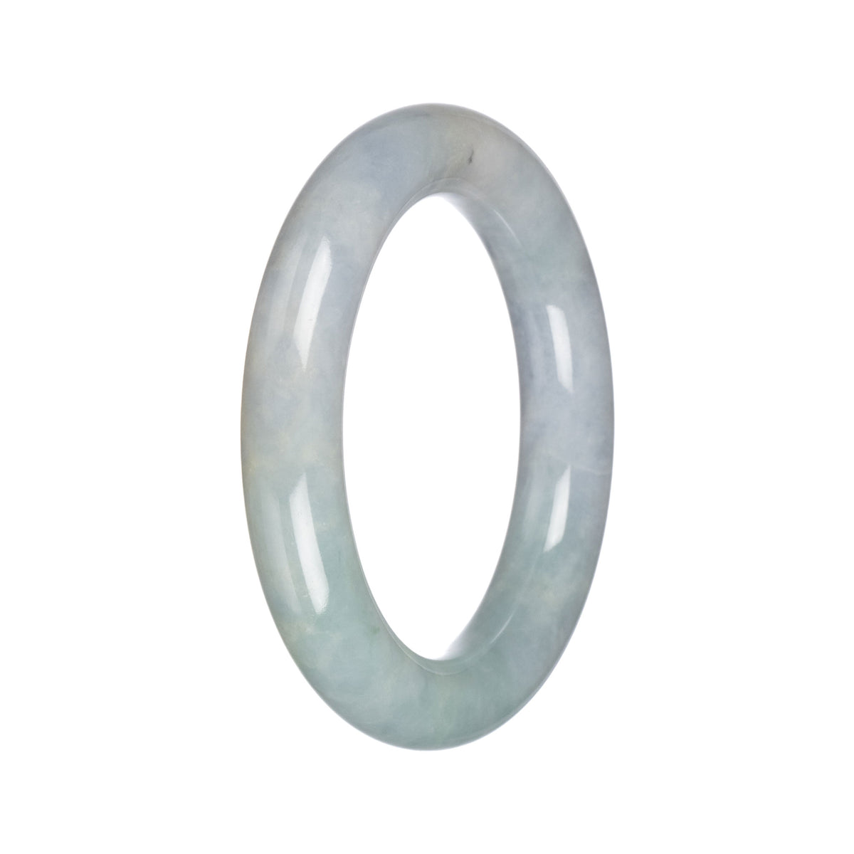 Natural Light Grey with Light Green Jadeite Bangle - 57mm Round