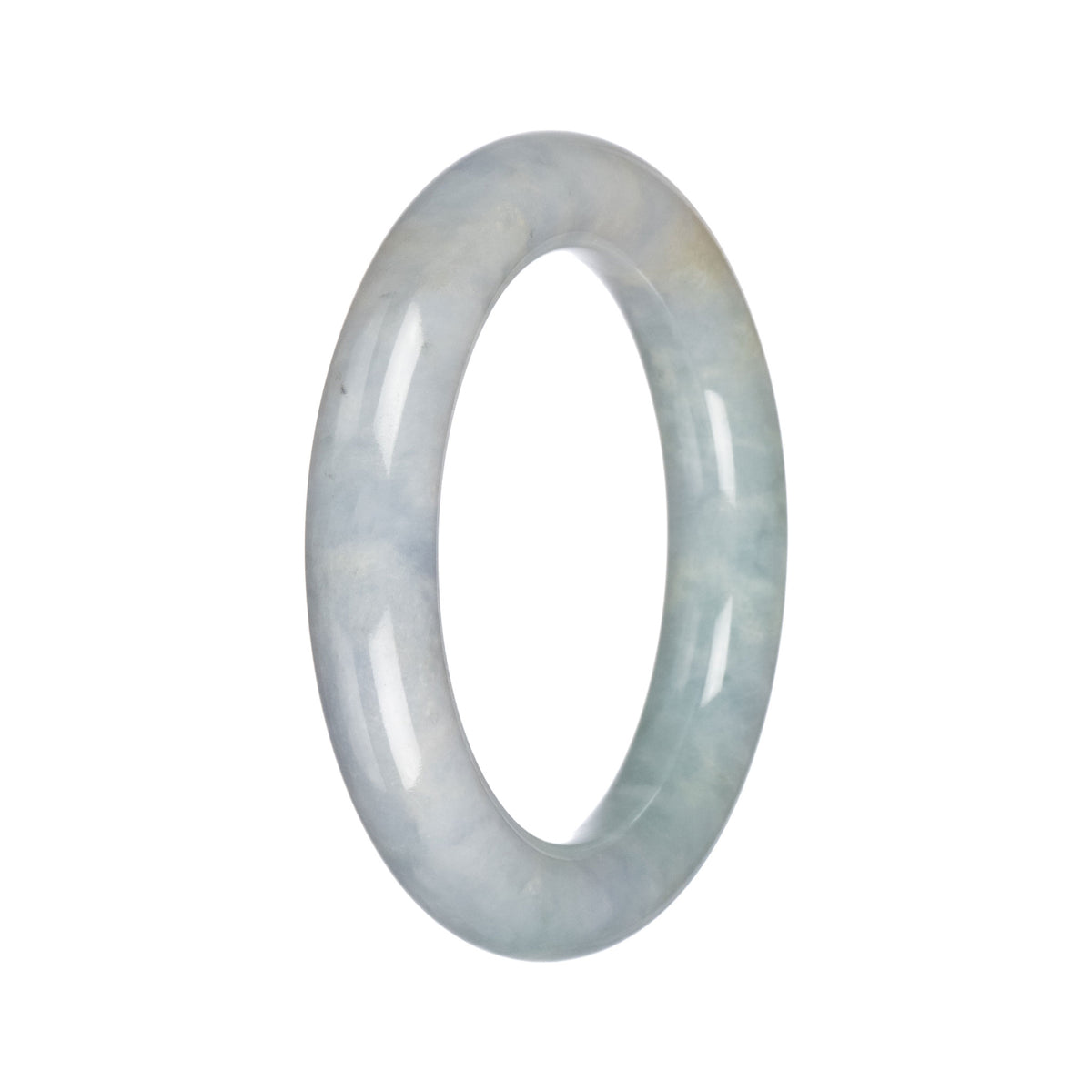 Natural Light Grey with Light Green Jadeite Bangle - 57mm Round