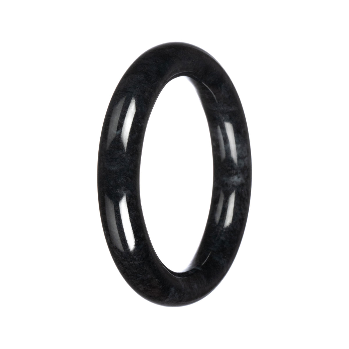 Authentic Black Traditional Jade Bangle - 59mm Round