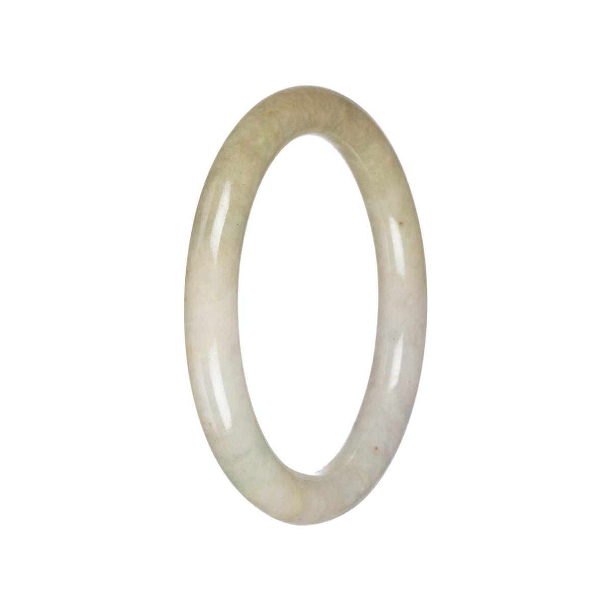 Genuine Pale Green with White Jadeite Jade Bangle - 60mm Round