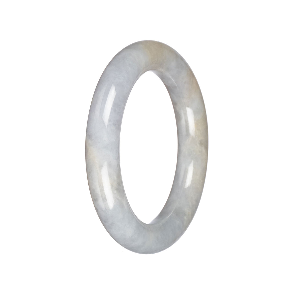 Untreated Light Grey Burma Jade Bangle Bracelet - 55mm Round