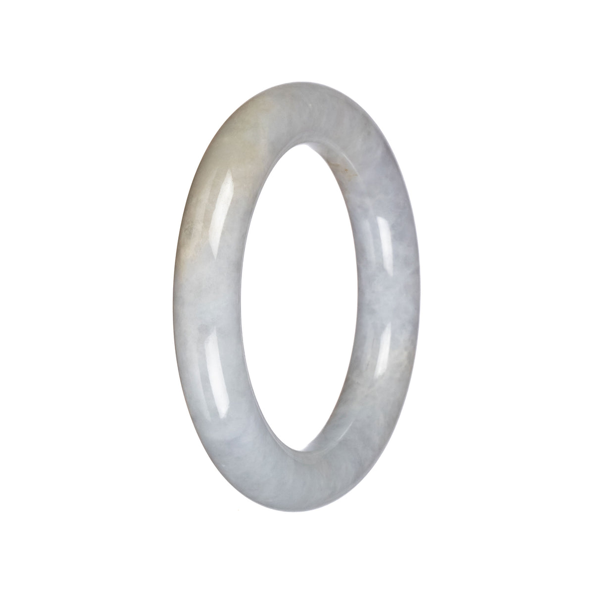 Untreated Light Grey Burma Jade Bangle Bracelet - 55mm Round