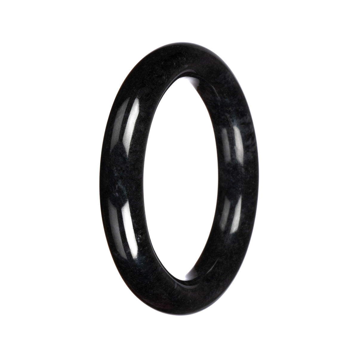 Natural Black Burmese Jade Bangle - 60mm Round