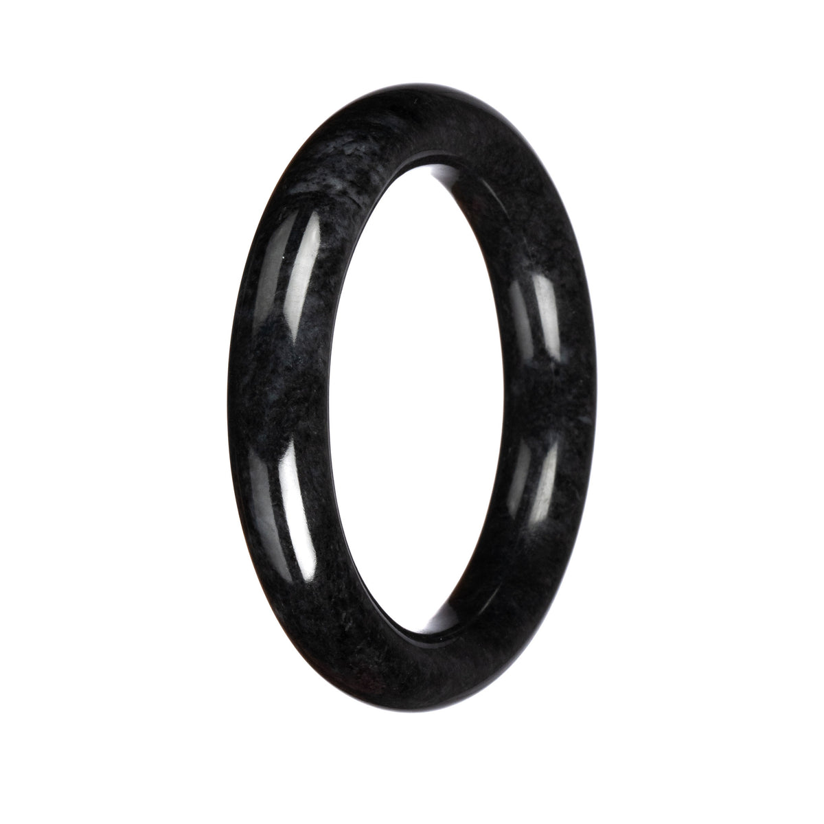 Natural Black Burmese Jade Bangle - 60mm Round