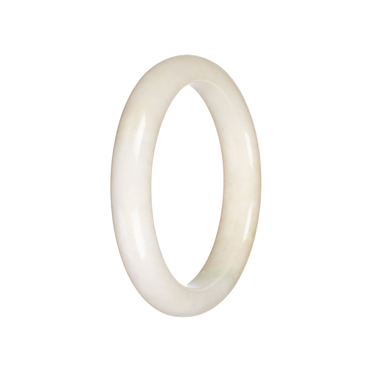 Real White Burmese Jade Bangle Bracelet - 59mm Semi Round