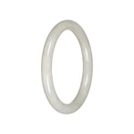 Natural Creamy White Jade Bangle Bracelet - 60mm Petite Round