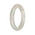 Untreated White with Green Traditional Jade Bangle Bracelet - 62mm Half Moon