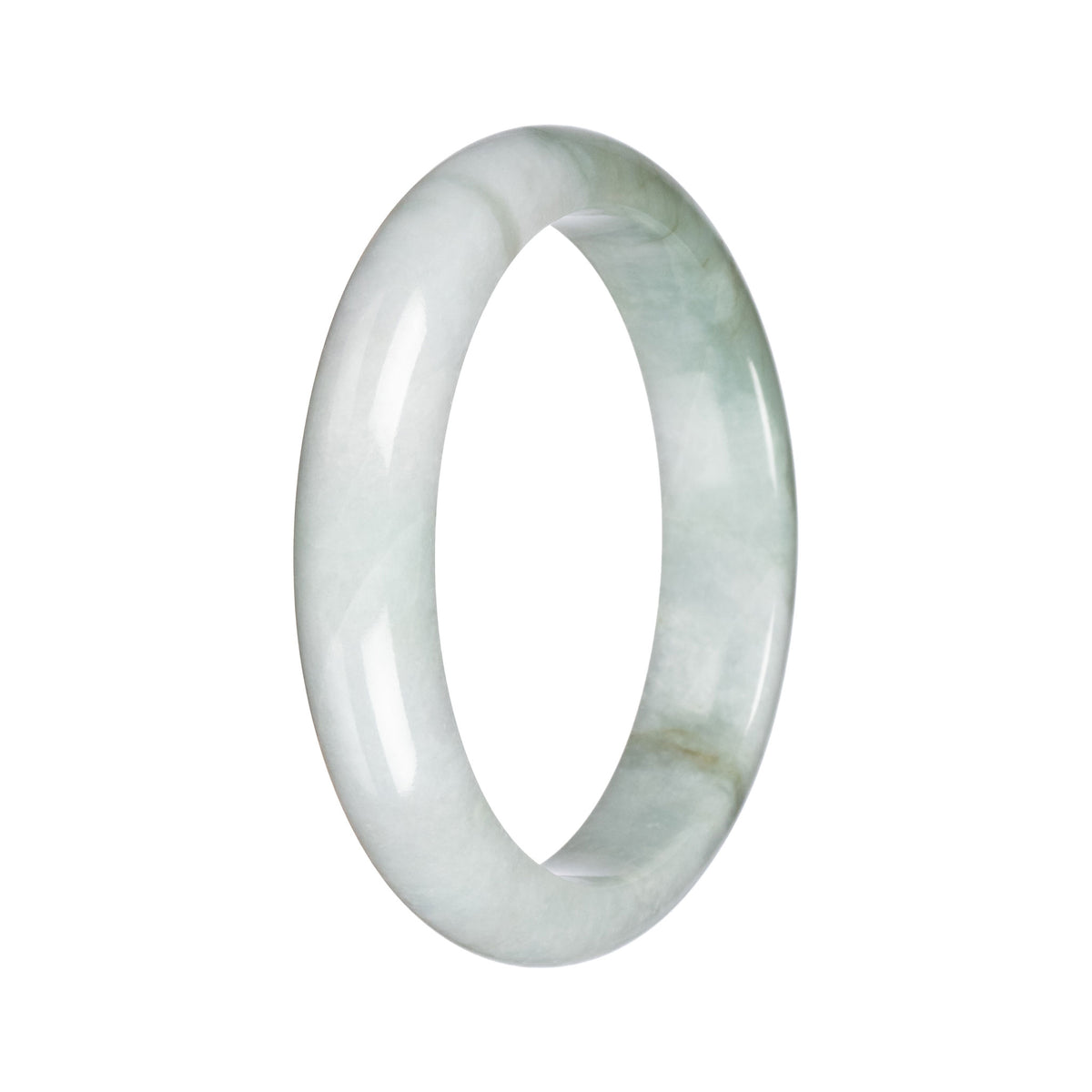 Genuine Green Pattern Jadeite Bangle Bracelet - 64mm Half Moon