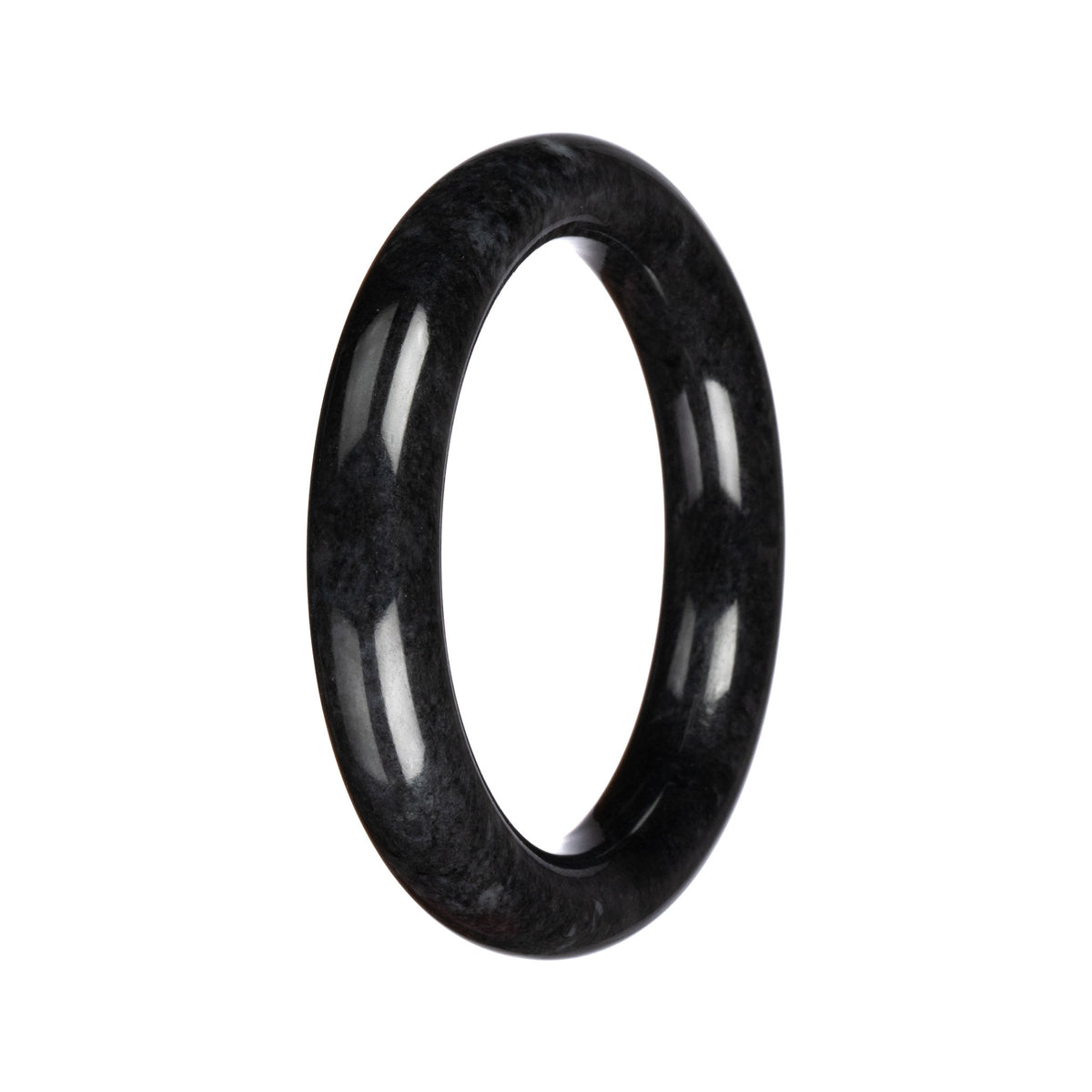 Grade A Black Jadeite Jade Bangle - 60mm Round