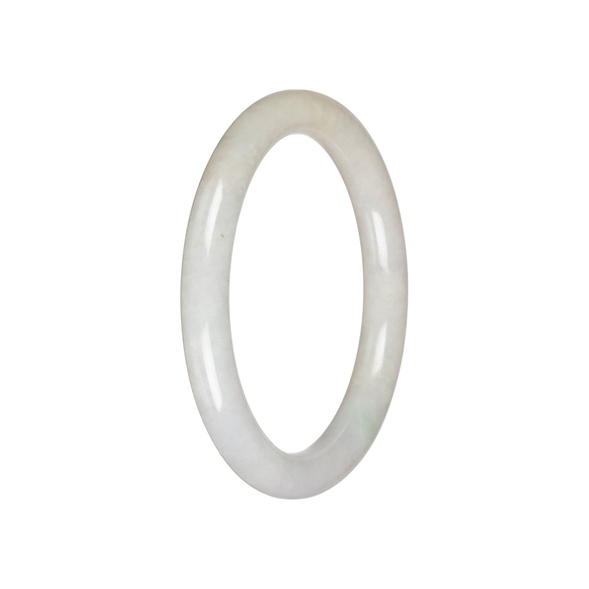 Real Greyish White Jade Bangle - 59mm Petite Round