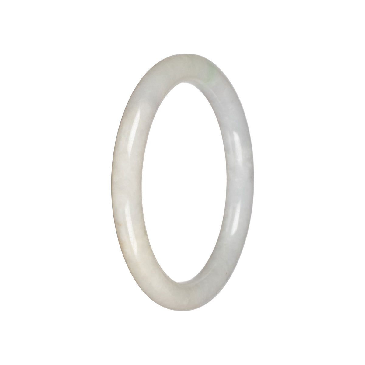 Real Greyish White Jade Bangle - 59mm Petite Round