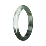 Authentic Pale Green with Green Burma Jade Bangle - 68mm Half Moon