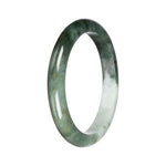 Authentic Pale Green with Green Burma Jade Bangle - 68mm Half Moon