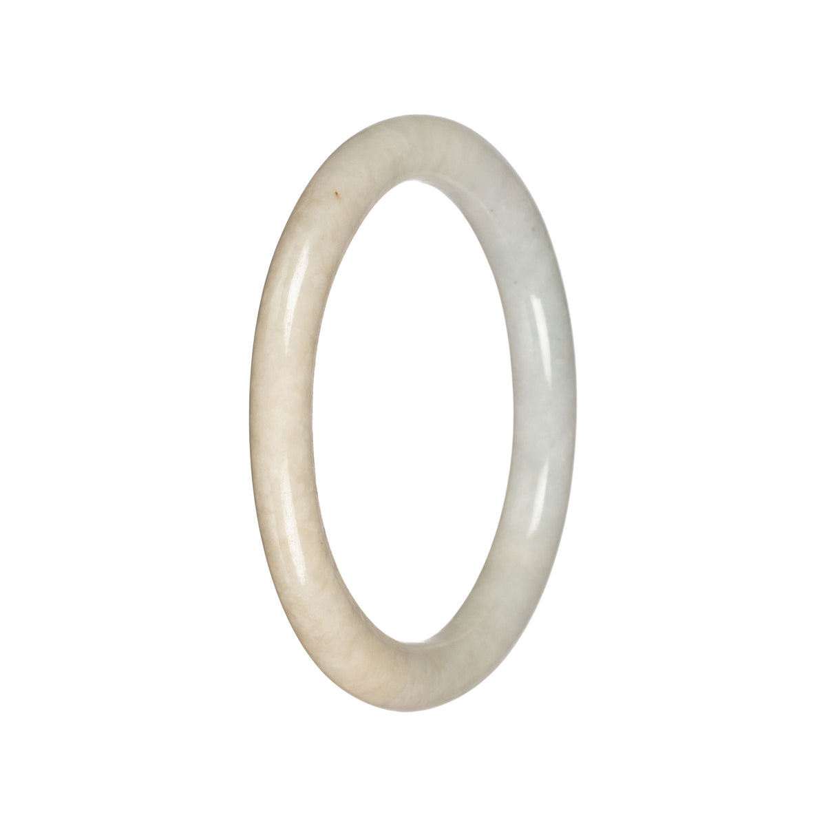 Real White Burmese Jade Bangle - 60mm Petite Round