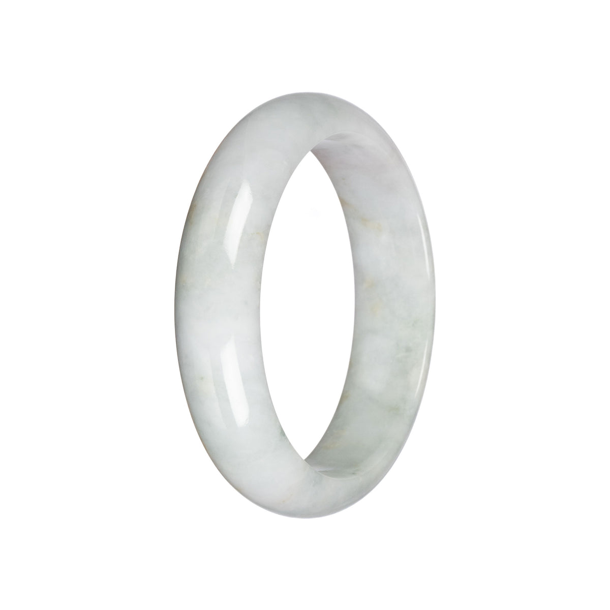 Real Pale Green with Brown Jade Bangle Bracelet - 59mm Half Moon