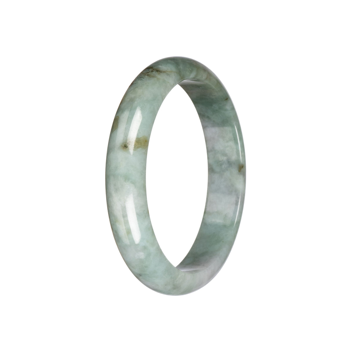 Real Green Pattern Jadeite Bangle - 59mm Half Moon