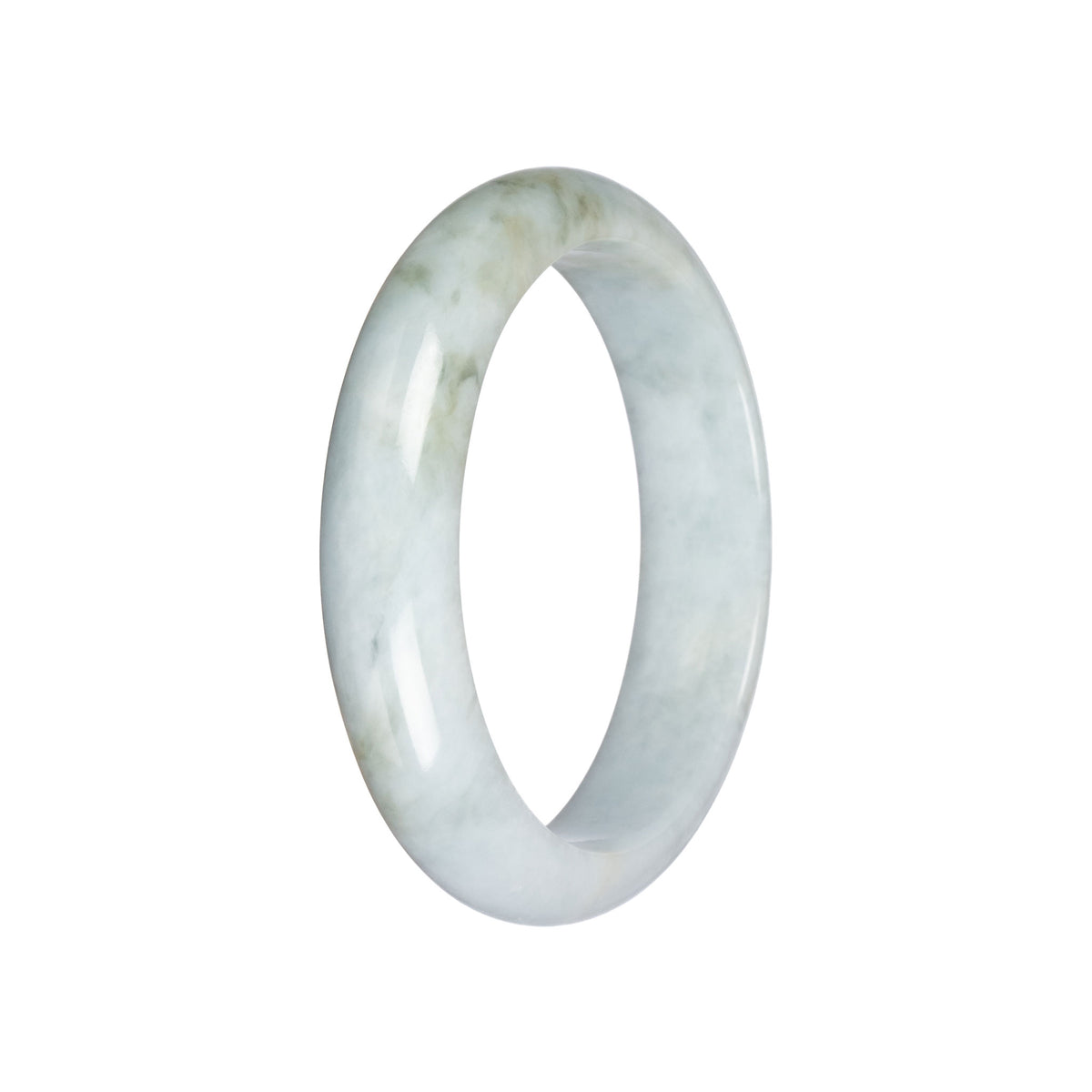 Authentic Pale Green Burmese Jade Bangle - 59mm Half Moon