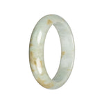 Untreated Pale Green with Brown Pattern Jade Bangle - 61mm Half Moon