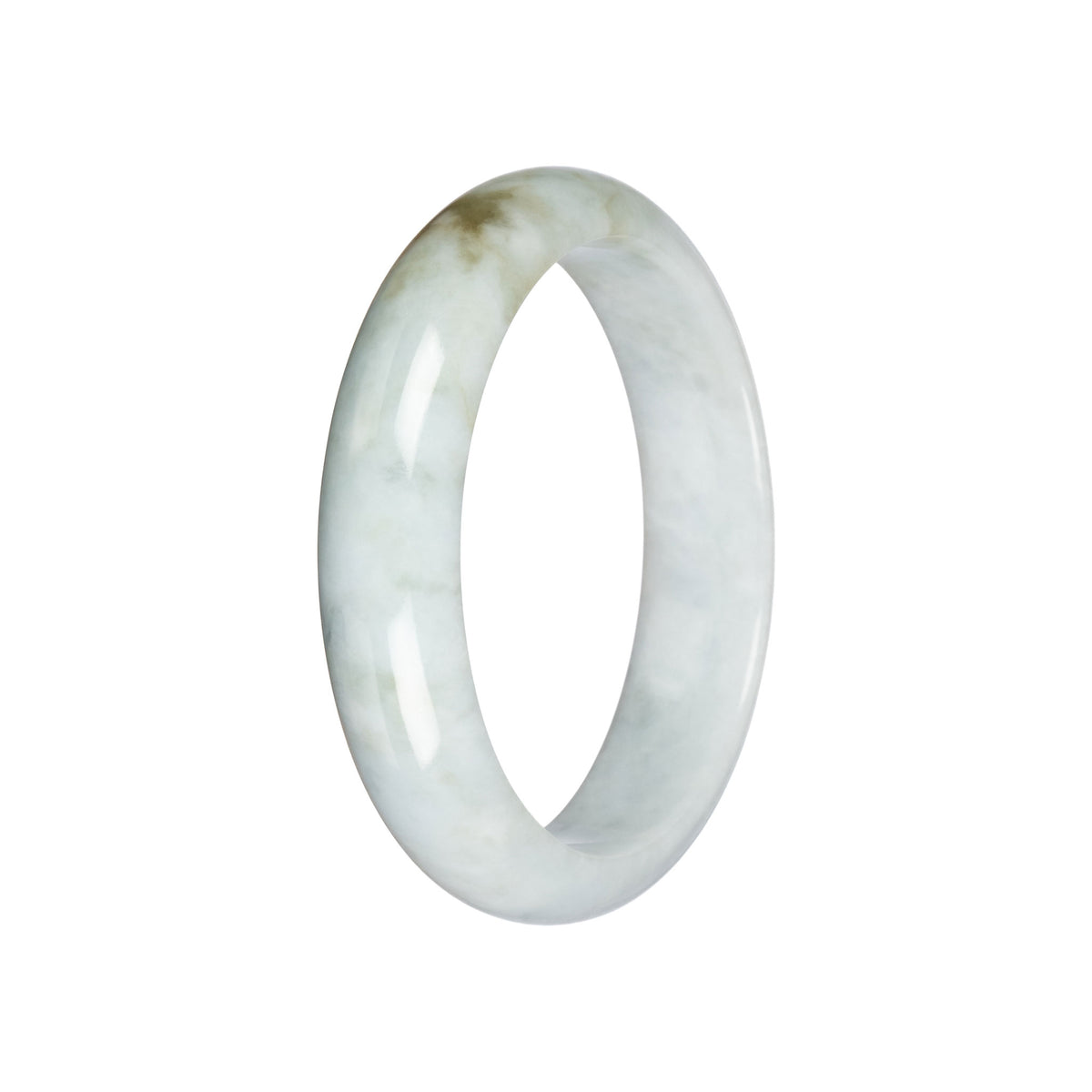 Untreated Pale Green Burmese Jade Bangle Bracelet - 59mm Half Moon