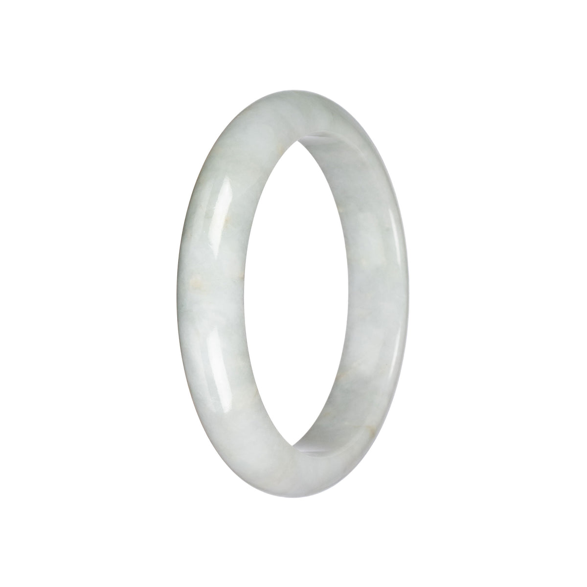 Untreated Pale Green Traditional Jade Bangle - 59mm Half Moon