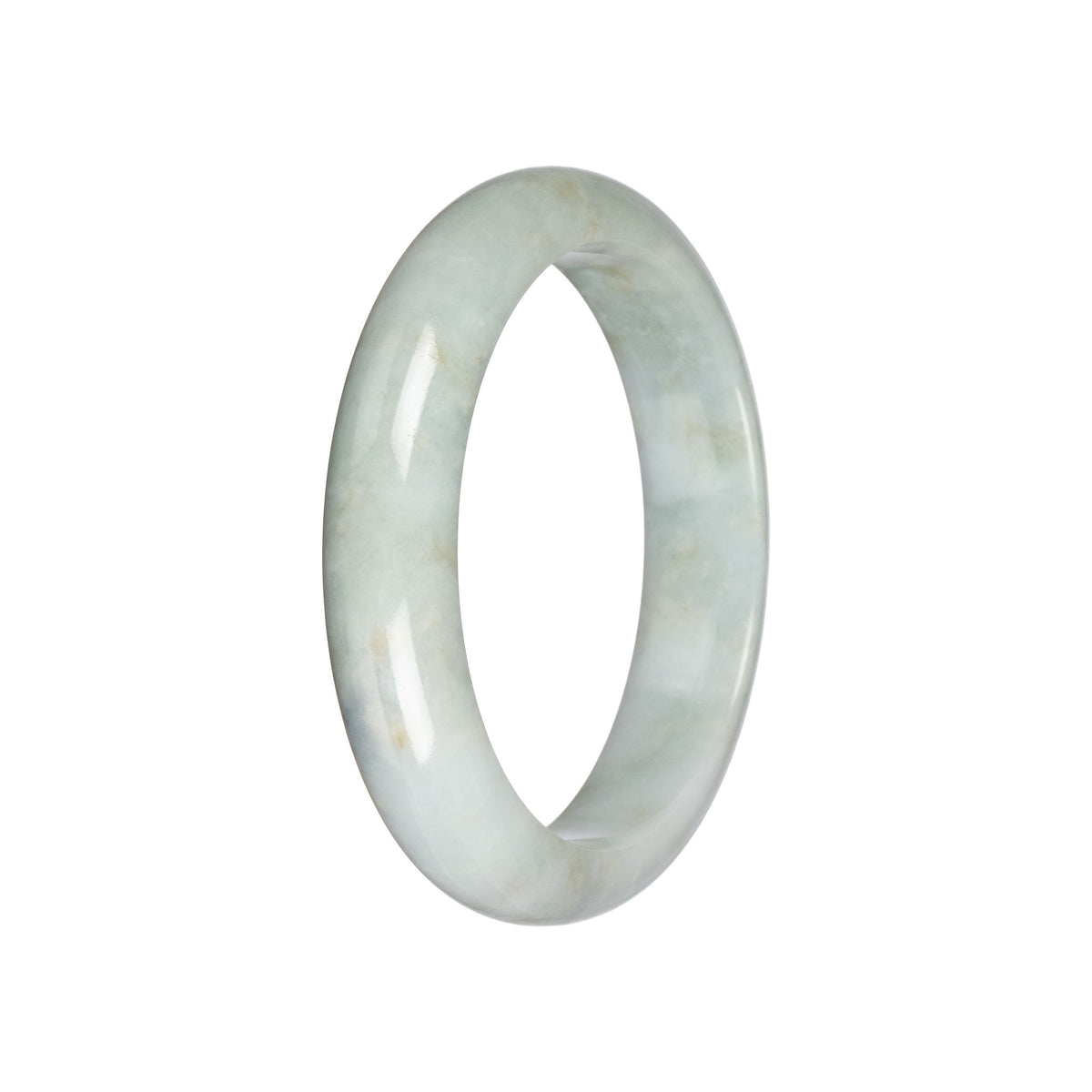 Authentic Pale Green Traditional Jade Bangle - 58mm Half Moon