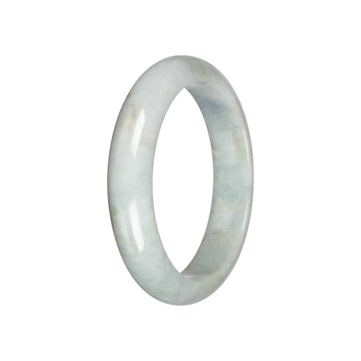 Authentic Pale Green Traditional Jade Bangle - 58mm Half Moon