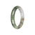 Natural Green and White Pattern Jadeite Bangle - 58mm Half Moon