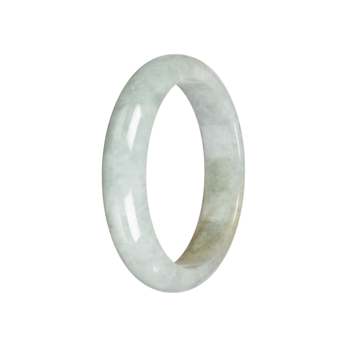 Genuine Pale Green with Brown Jadeite Bangle - 58mm Half Moon