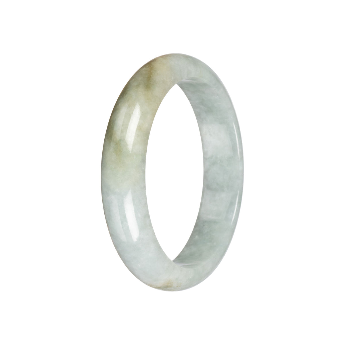 Genuine Pale Green with Brown Jadeite Bangle - 58mm Half Moon