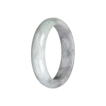 Natural Pale Green and Grey Pattern Burma Jade Bangle Bracelet - 58mm Half Moon