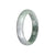 Untreated Green with Grey Pattern Burma Jade Bangle Bracelet - 58mm Half Moon