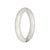 Real White with Green Jade Bangle Bracelet - 57mm Semi round