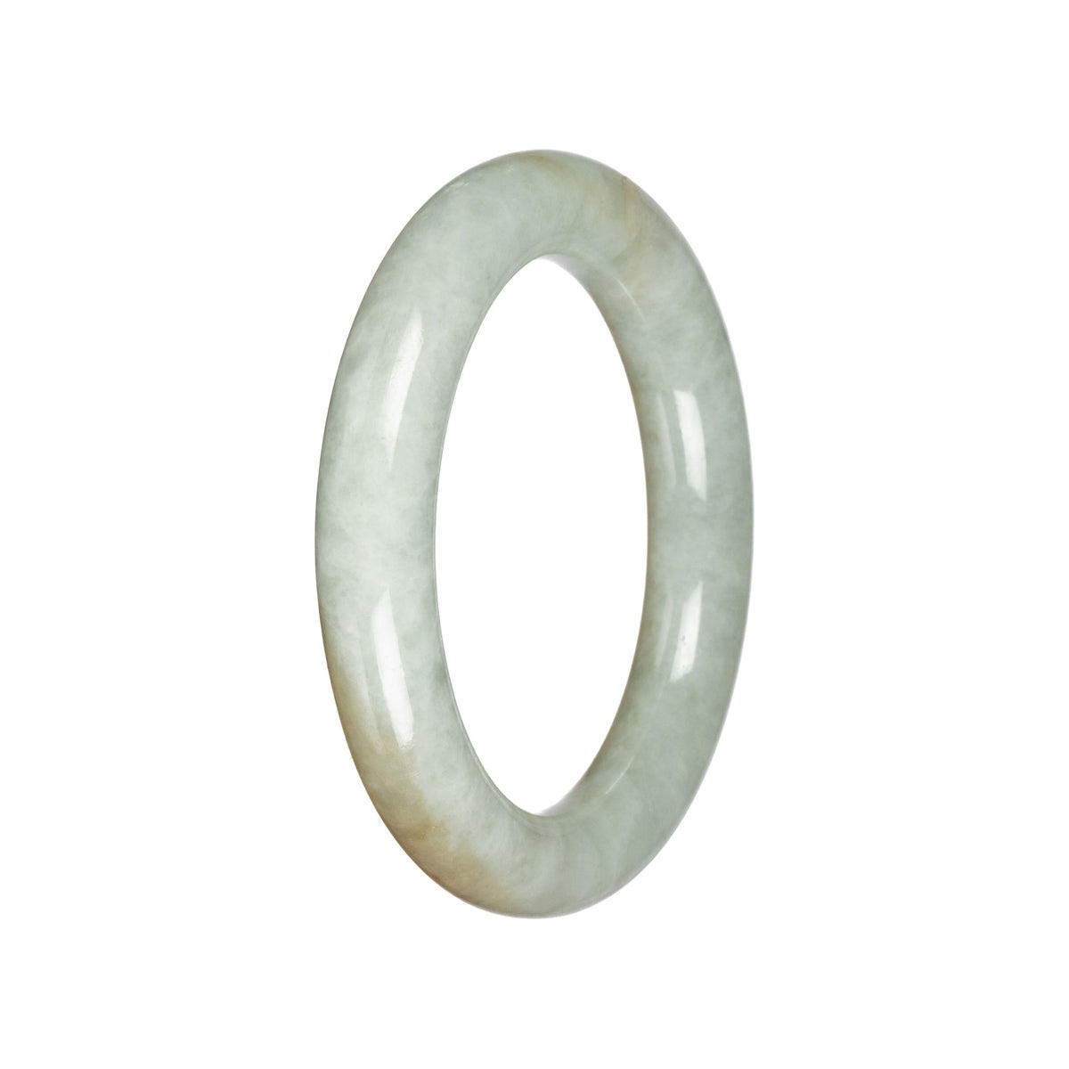 Natural Pale Green with Olive Green Jade Bangle - 55mm Round