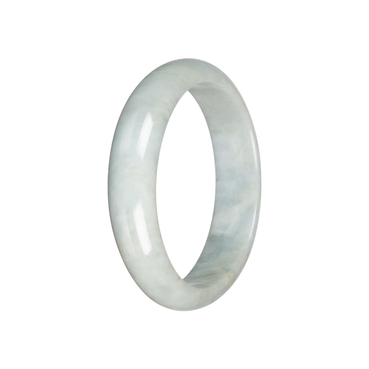 Authentic Pale Green Jadeite Jade Bangle - 59mm Half Moon