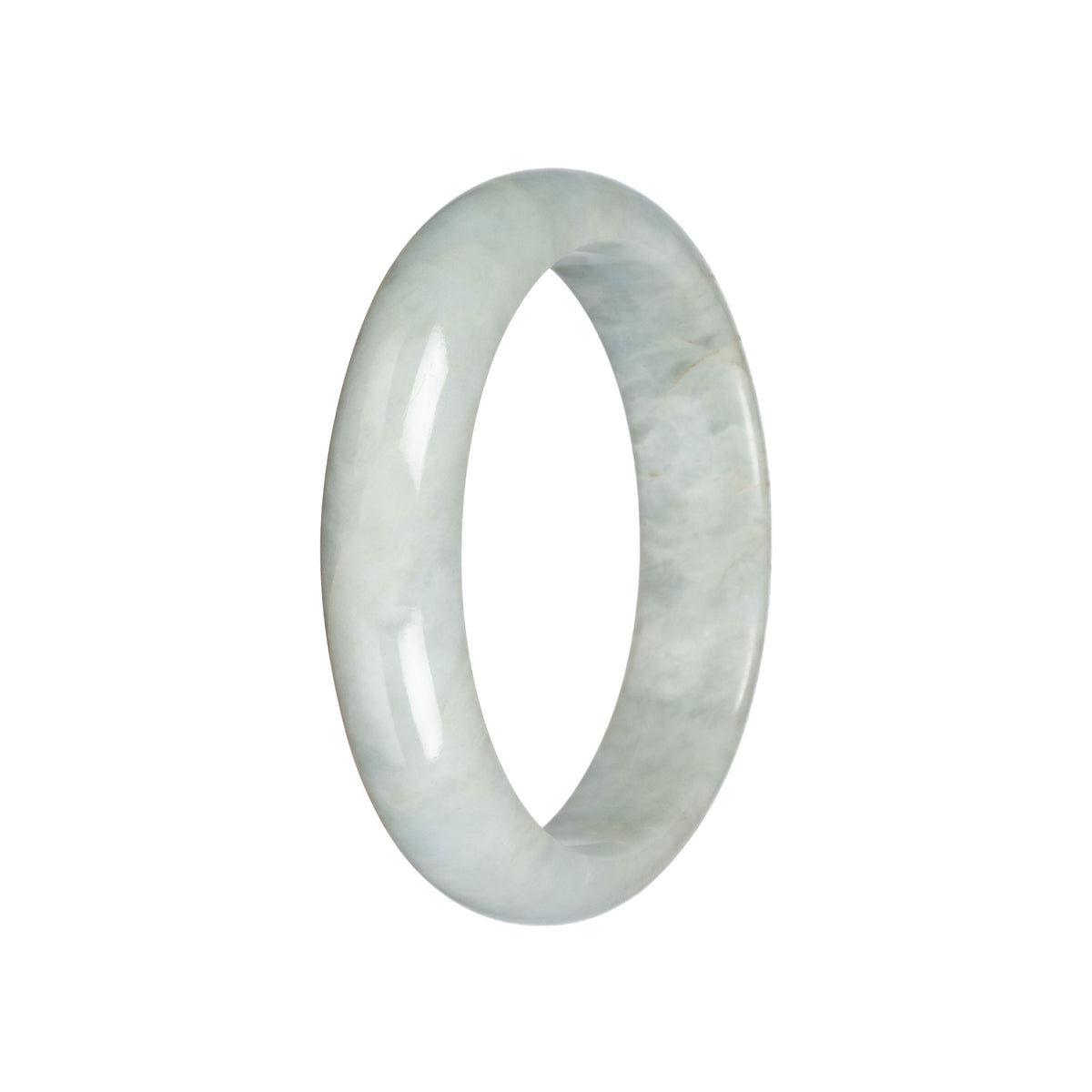 Authentic Pale Green Jadeite Jade Bangle - 59mm Half Moon