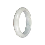 Natural White with Pale Green Traditional Jade Bangle - 55mm Half Moon