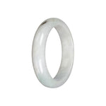 Natural White with Pale Green Traditional Jade Bangle - 55mm Half Moon