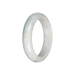 Natural White with Pale Green Traditional Jade Bangle - 55mm Half Moon